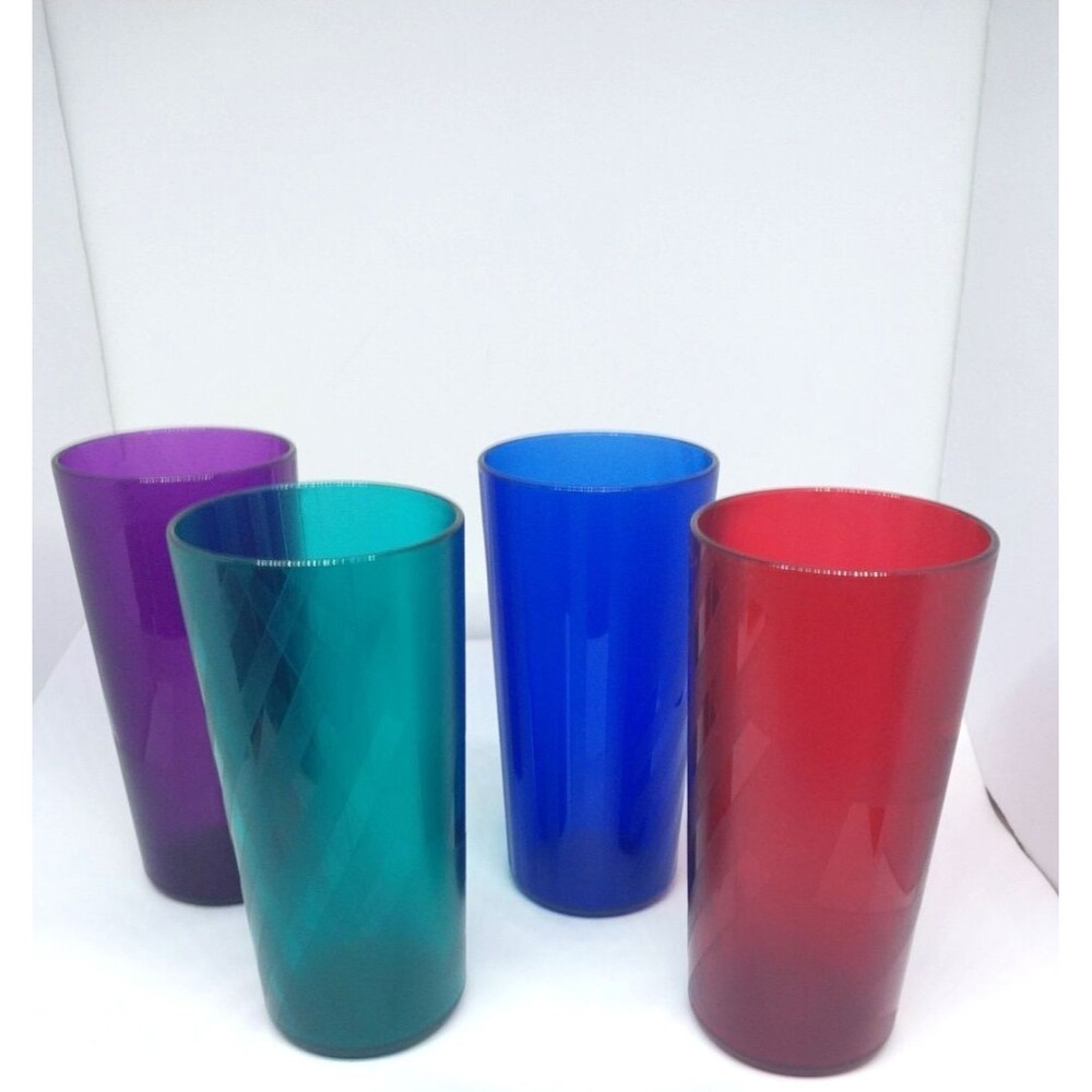 Tupperware USA Made 14 oz Jewel Tone Multi Color Tumblers Set of 4 - Picture 11 of 13